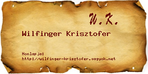 Wilfinger Krisztofer névjegykártya